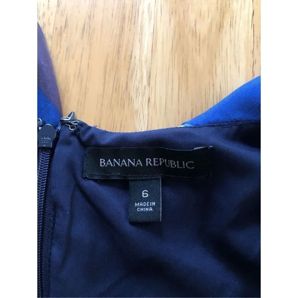 BANANA REPUBLIC  Striped Ruffle Lined 100% Silk A-Line Dress Size 6